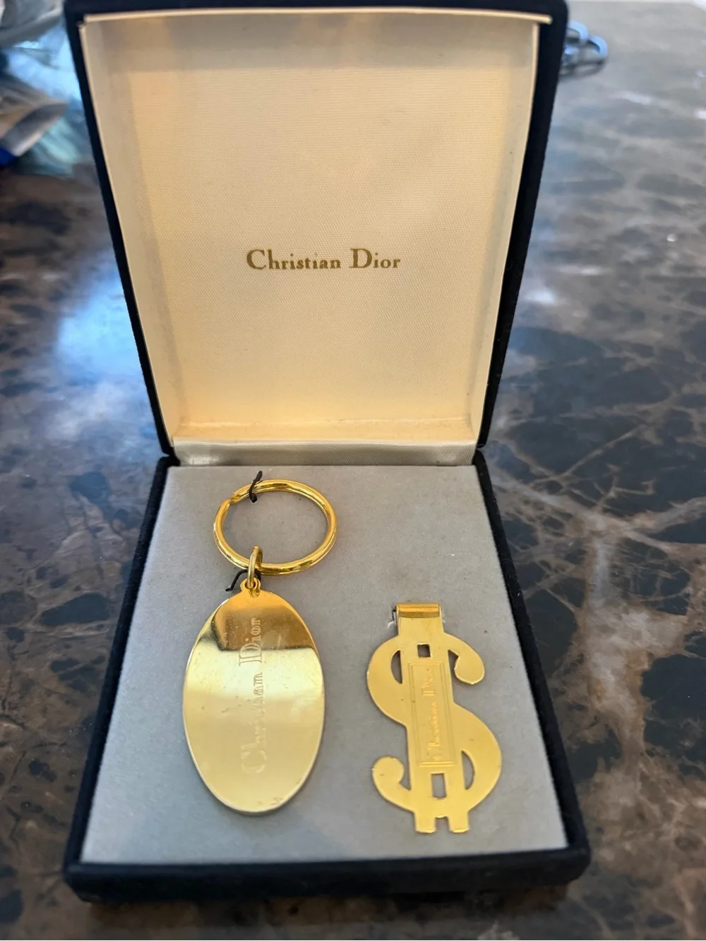 Dior Gold Plated Keyring and Dollar Sign Money Clip